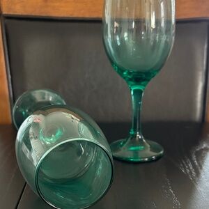 Two Teal Wine Goblets - Very Pretty